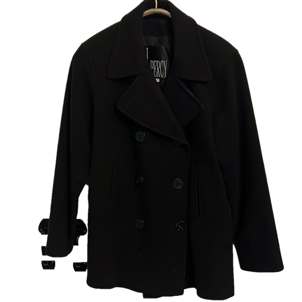J.Percy Women’s 100% Merino Wool Black Double Breasted Peacoat sz 6 coat/jacket - Picture 1 of 8